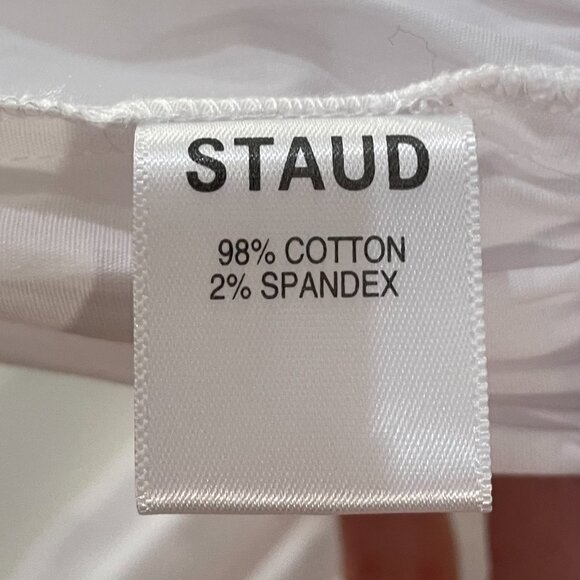 Last Chance! New Staud Jules Cotton Poplin Smocked Top White Large $225 - Picture 8 of 9